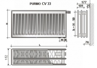 Purmo CV33 400x900 Ventil Compact 